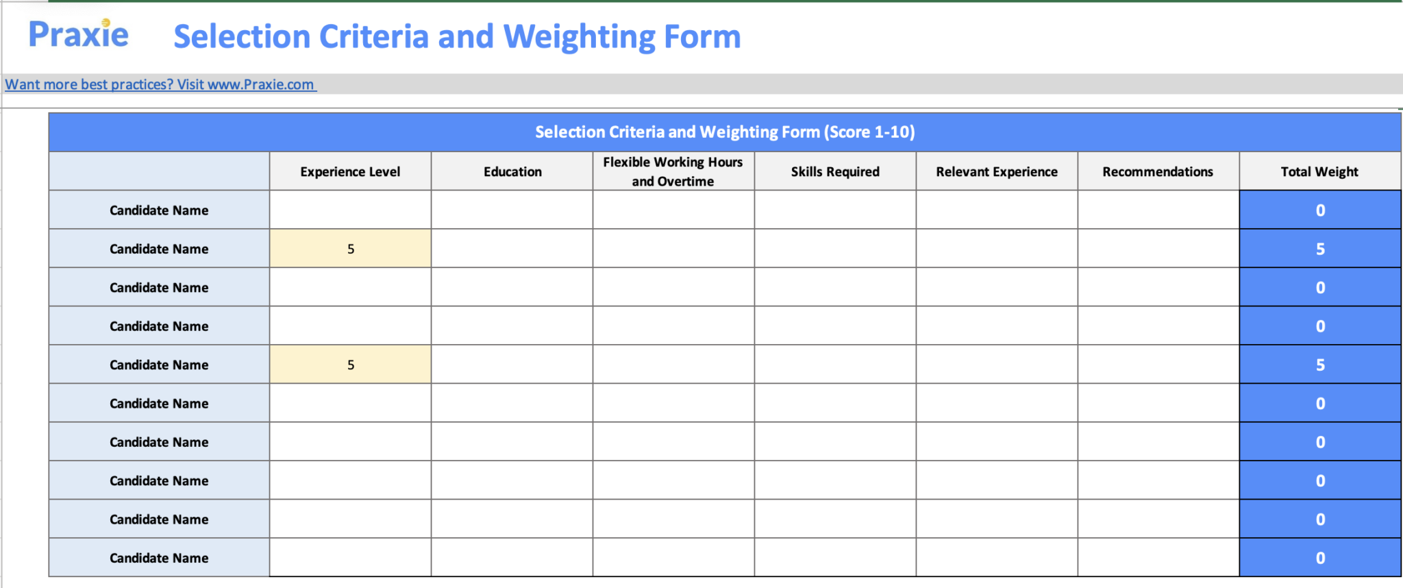 AI Powered Selection Criteria & Weighting Form - HR Software Tools