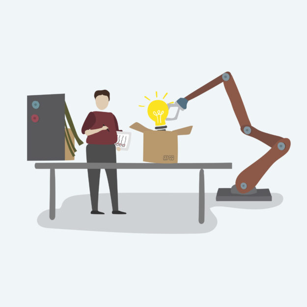 Illustration of logistics robot vector graphic