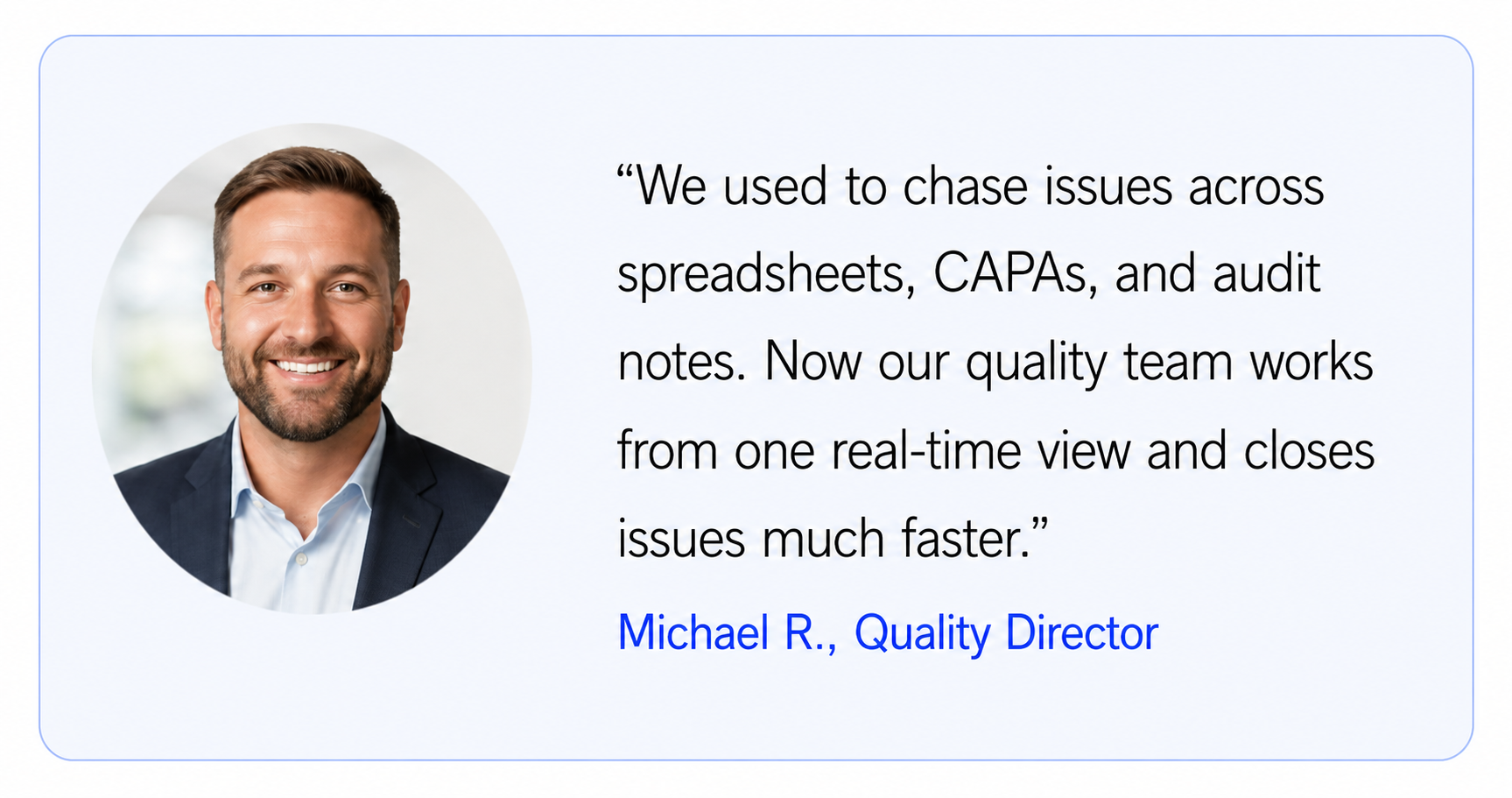 Customer quote for AI-powered quality operations