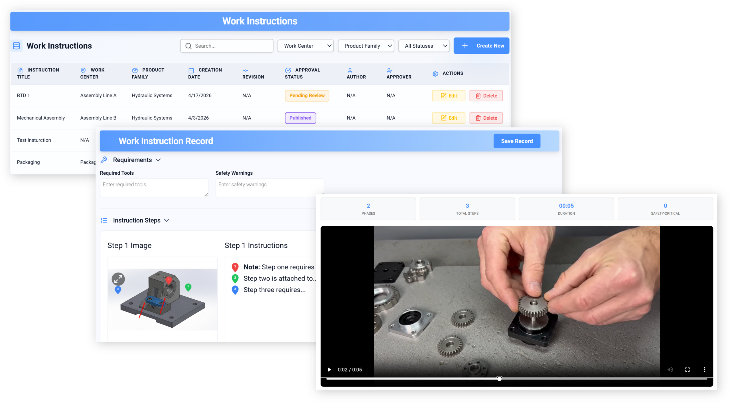 Praxie AI work instruction software interface.