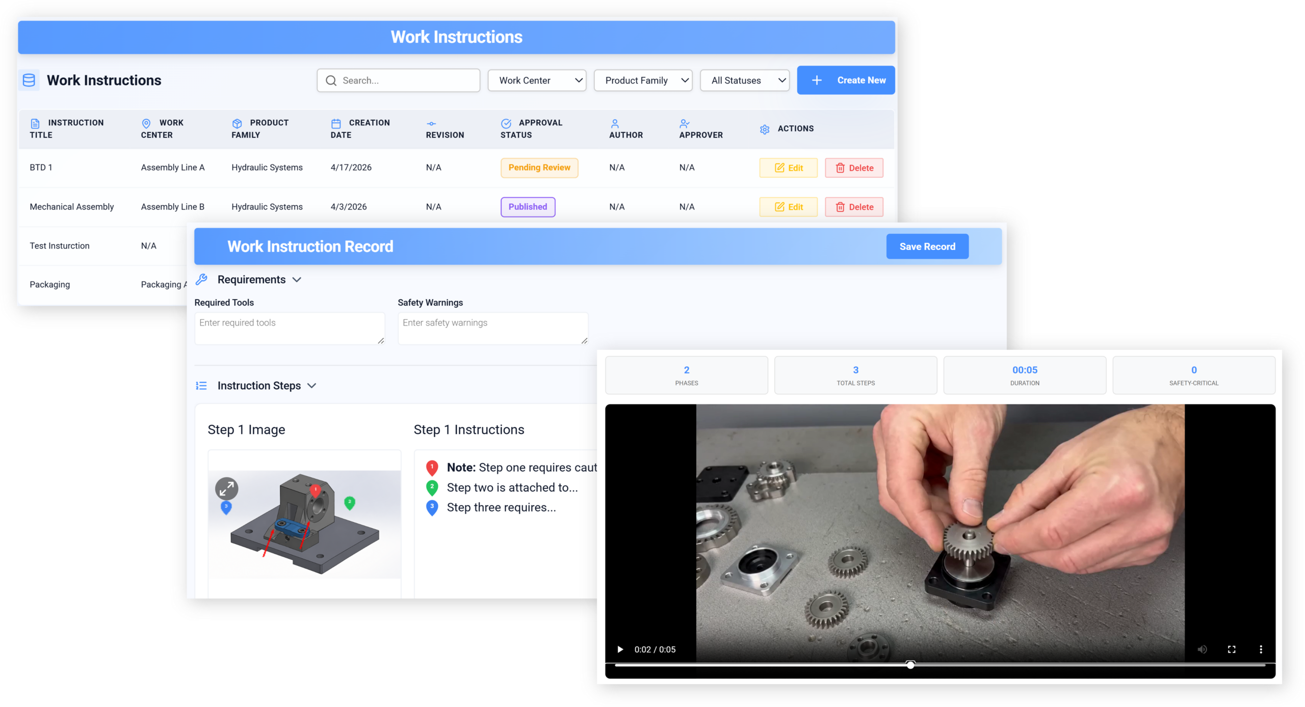 Praxie AI work instruction interface.