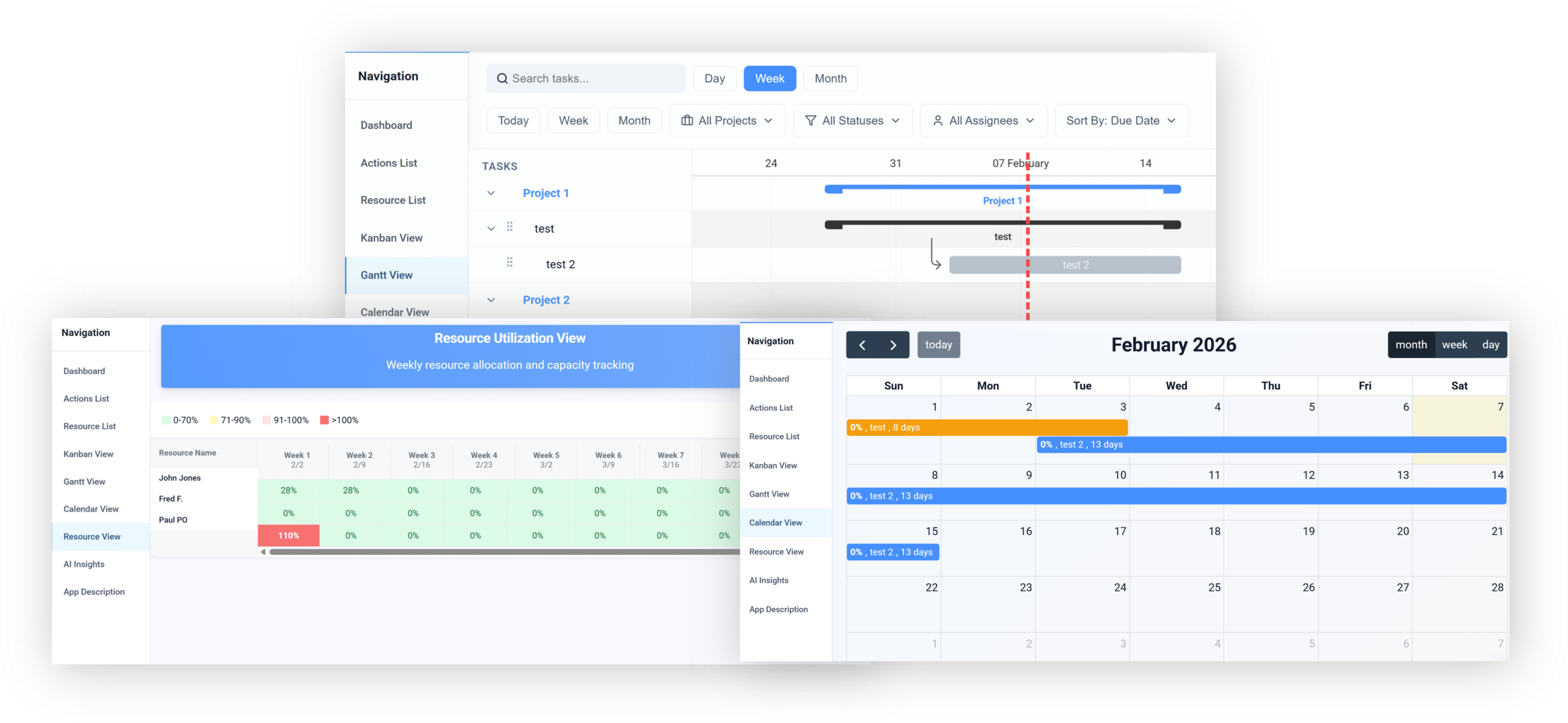 Praxie AI project management interface.